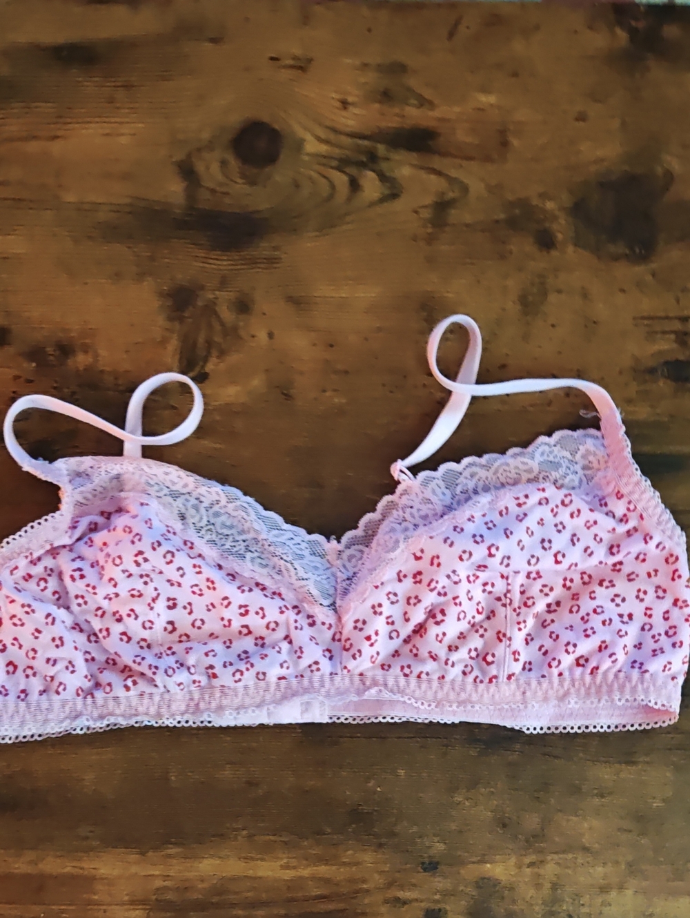 Savage x Fenty Pink Lace-Trim Cotton Bralette